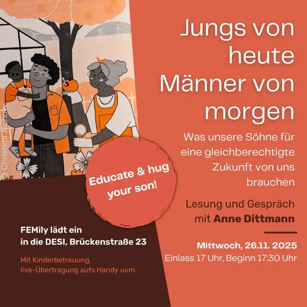 Titelbild Familienfreundliche Lesung „Jungs von heute Männer von morgen“ mit der Autorin Anne Dittmann