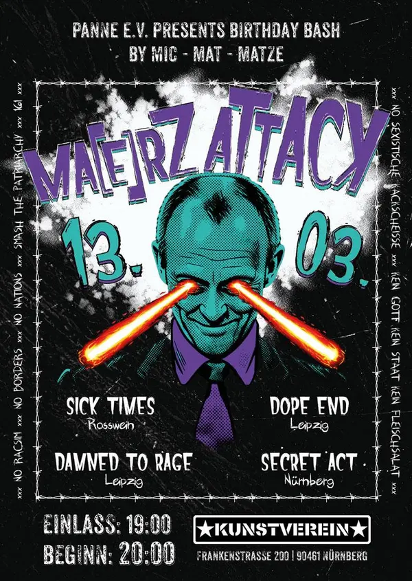 Titelbild Ma(e)rz Attack: w/ Sick Times + Damned To Rage + Dope End + Secret Act
